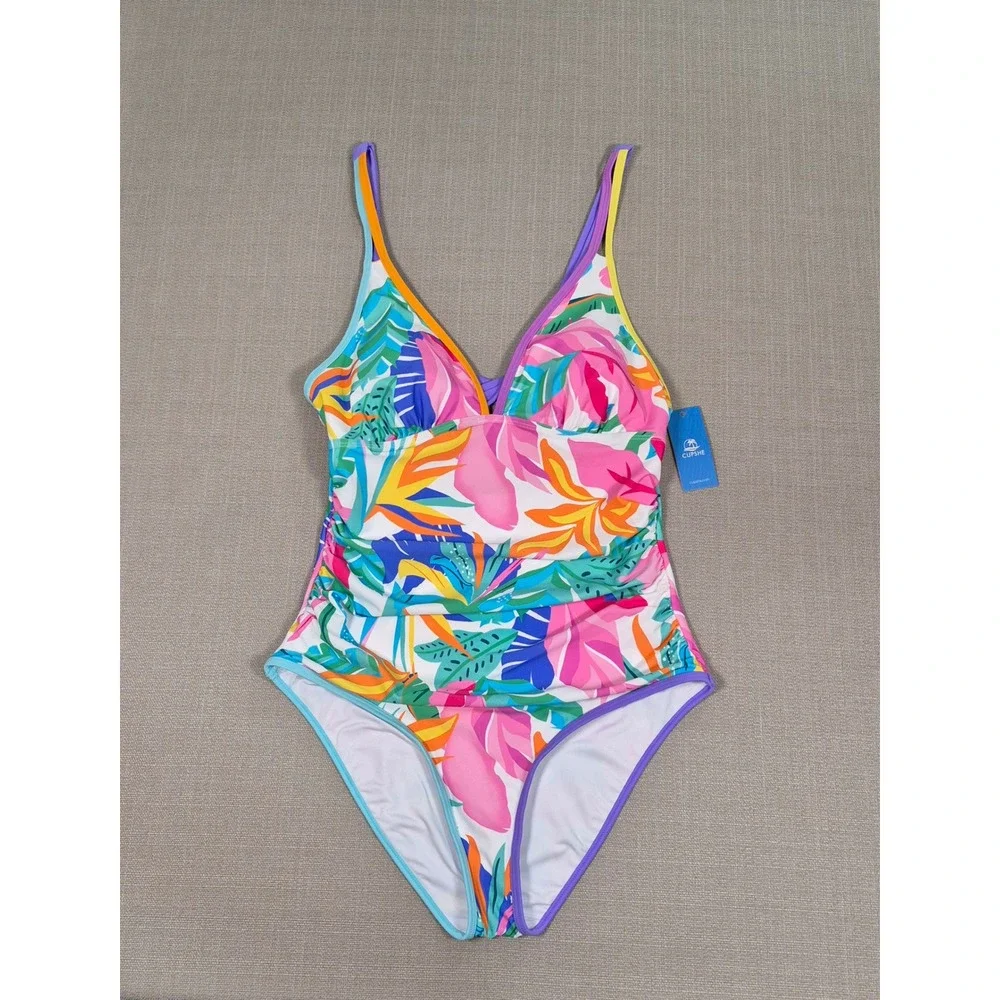 Cupshe Womens Tropical Floral One Piece Swimsuit Multicolor Size‎ L
